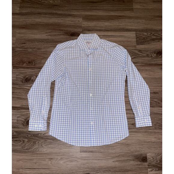 Mizzen+Main Shirt Mens Large Trim Fit Blue White Gingham Dress Leeward Made USA - Picture 1 of 5
